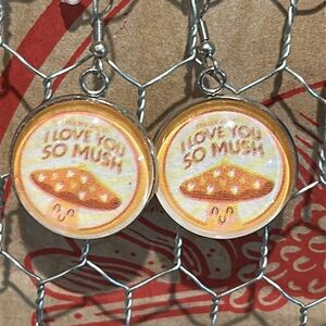 Trader Joe’s earrings 25mm love you so mush mushroom